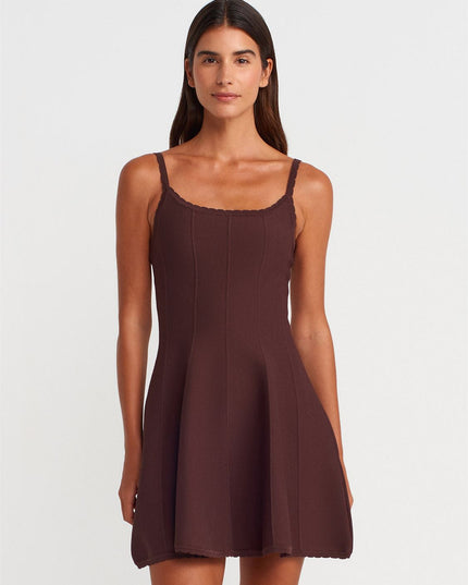 Flywheel Functional Strap Zippered Knitwear Dress