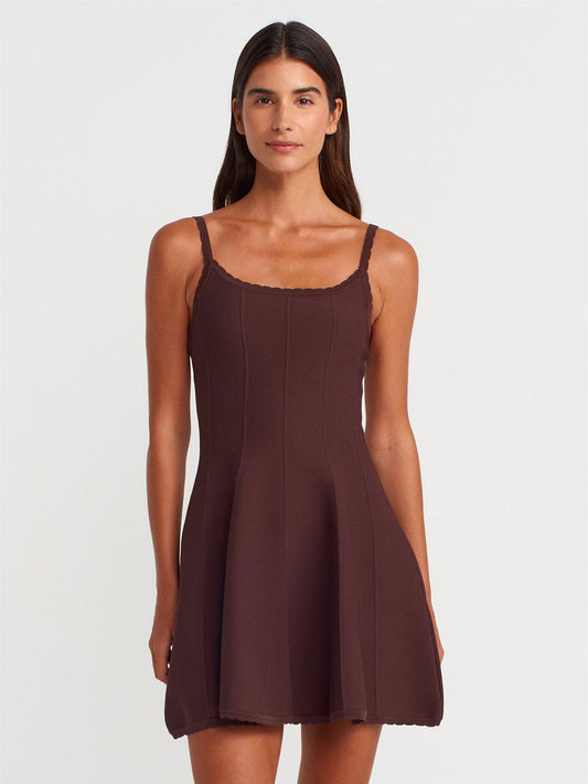 Flywheel Functional Strap Zippered Knitwear Dress