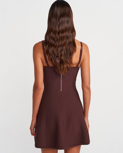 Flywheel Functional Strap Zippered Knitwear Dress