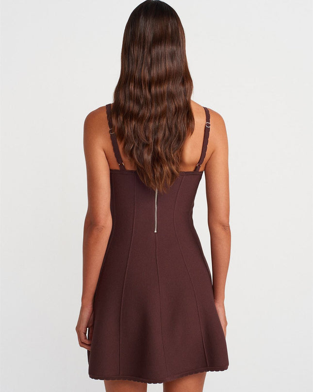 Flywheel Functional Strap Zippered Knitwear Dress