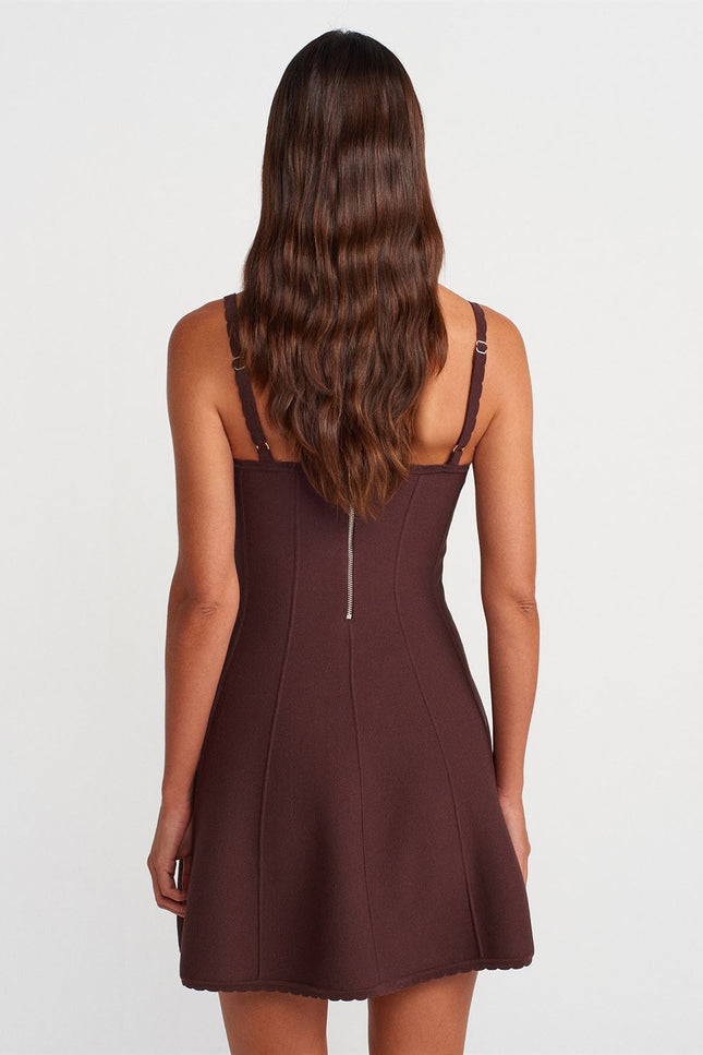 Flywheel Functional Strap Zippered Knitwear Dress