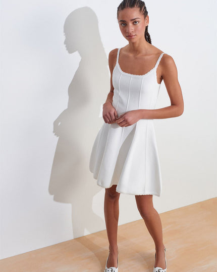 Flywheel Functional Strap Zippered Knitwear Dress