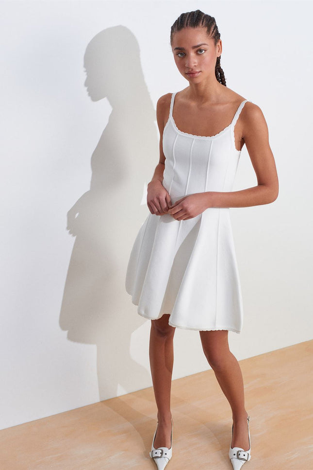 Flywheel Functional Strap Zippered Knitwear Dress