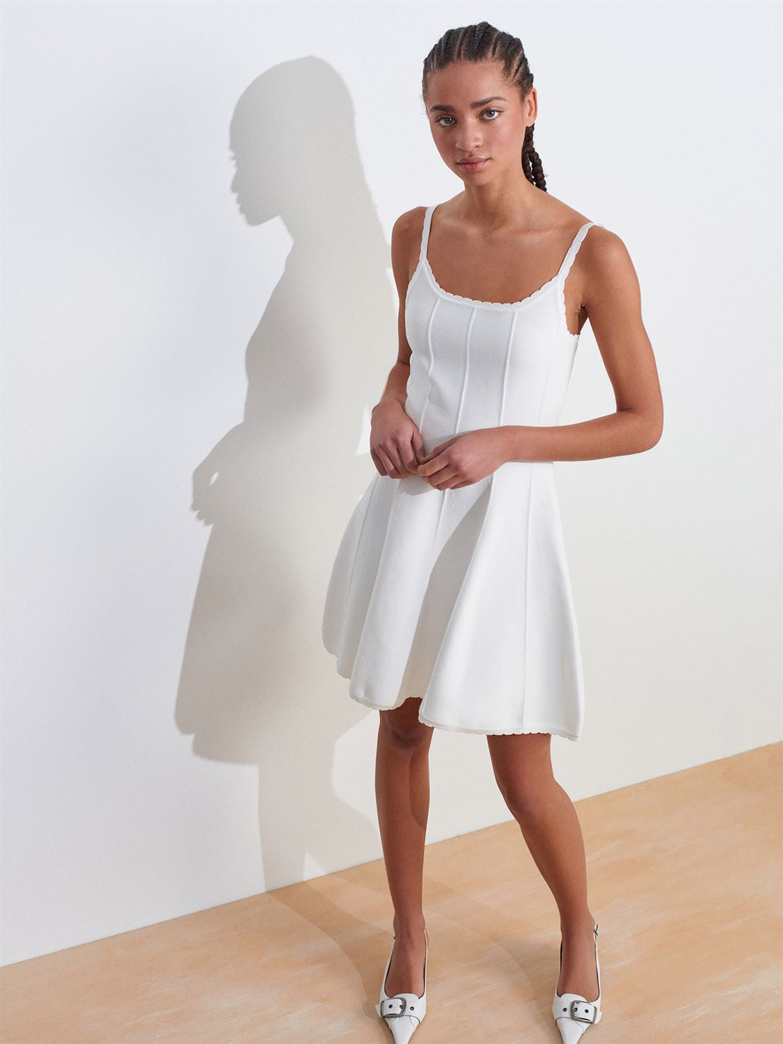 Flywheel Functional Strap Zippered Knitwear Dress