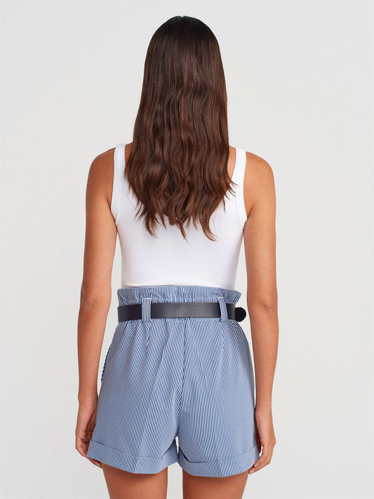 Navy Short Blue Stripped