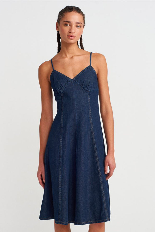 Strappy Denim Midi Dress