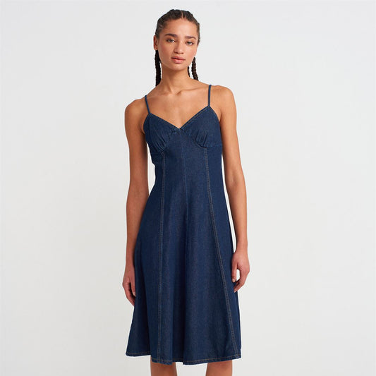 Strappy Denim Midi Dress