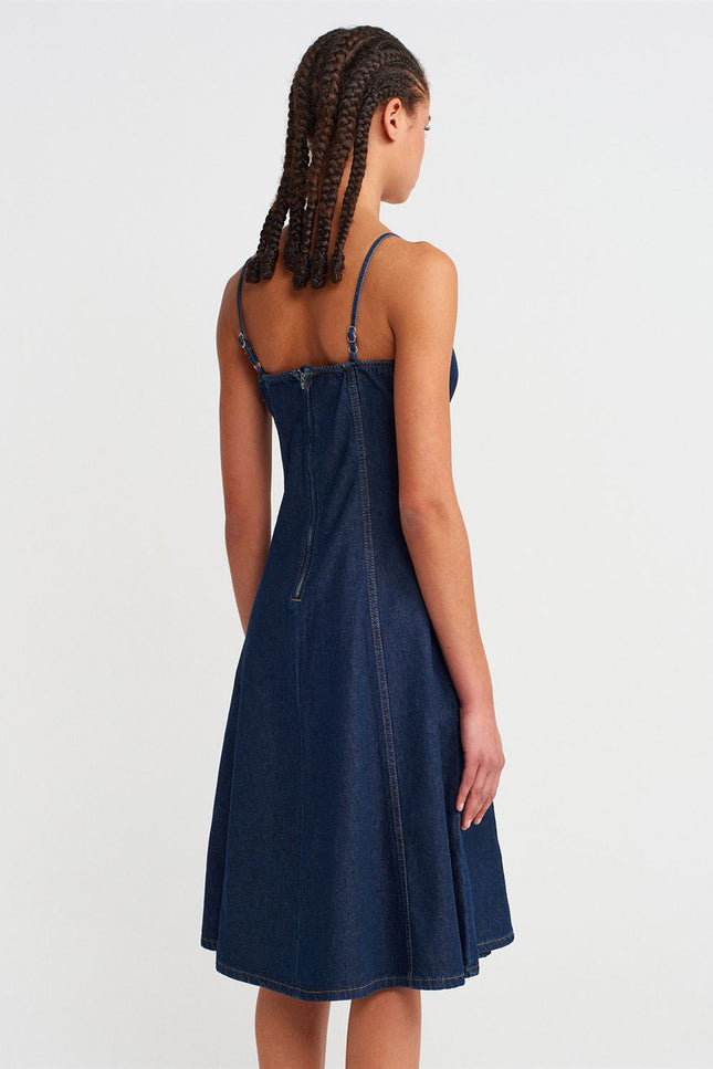 Strappy Denim Midi Dress