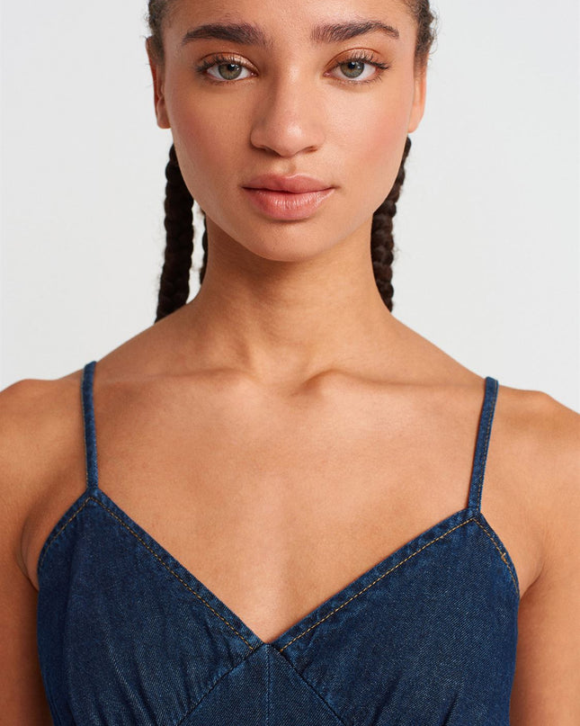 Strappy Denim Midi Dress