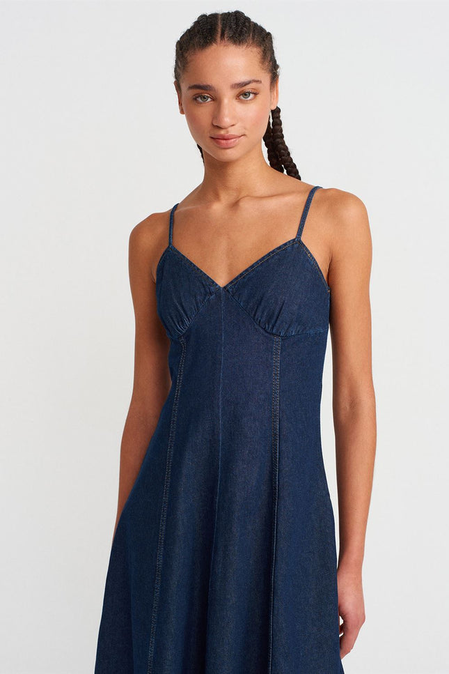 Strappy Denim Midi Dress
