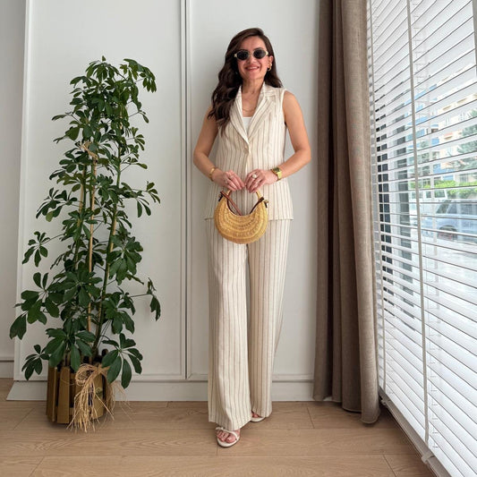 Elegant Stripped Pantsuit