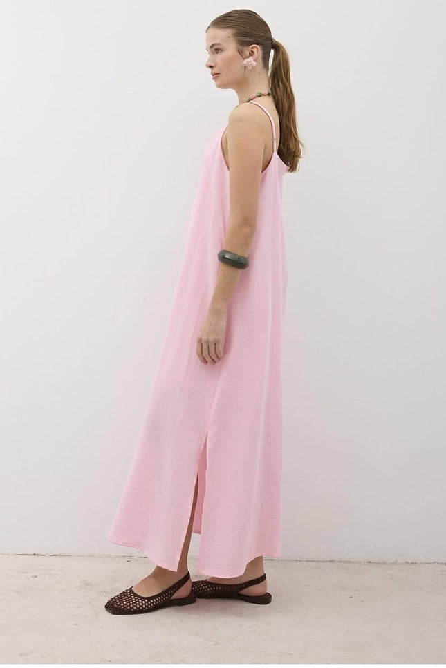 Cotton Long Dress With Two Slits