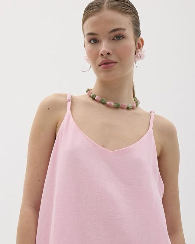 Cotton Long Dress With Two Slits