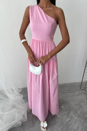One Shoulder Pink Dress