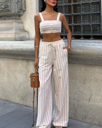 Crop Top & Wide-Leg Set Pant