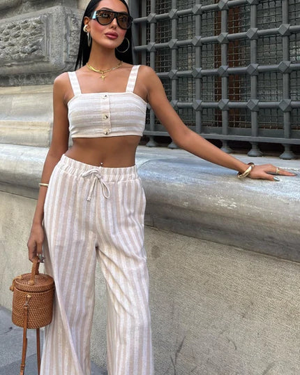 Crop Top & Wide-Leg Set Pant