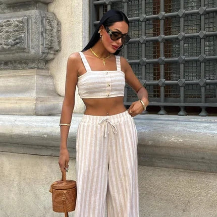 Crop Top & Wide-Leg Set Pant