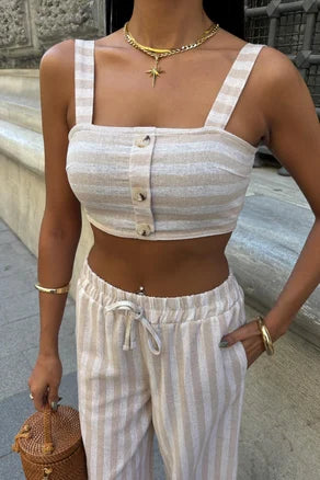 Crop Top & Wide-Leg Set Pant