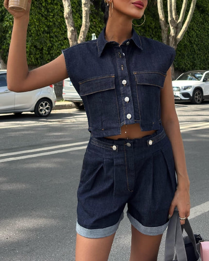 Casual Denim Set Short & Jacket