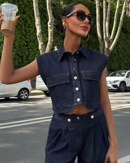 Casual Denim Set Short & Jacket