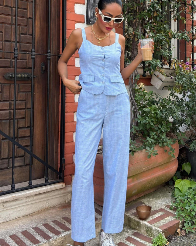 Striped Blue Pantsuit
