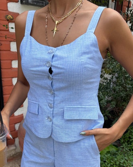 Striped Blue Pantsuit