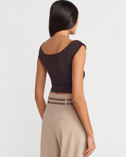 Lace Detailed Open Shoulder Top