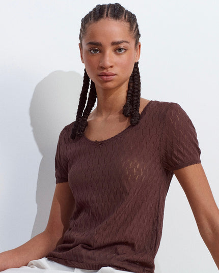 Crew Neck Bow Detailed Thin Blouse