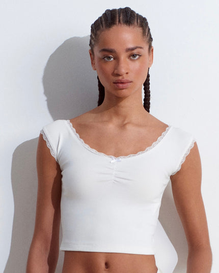 Lace Detailed Open Shoulder Top