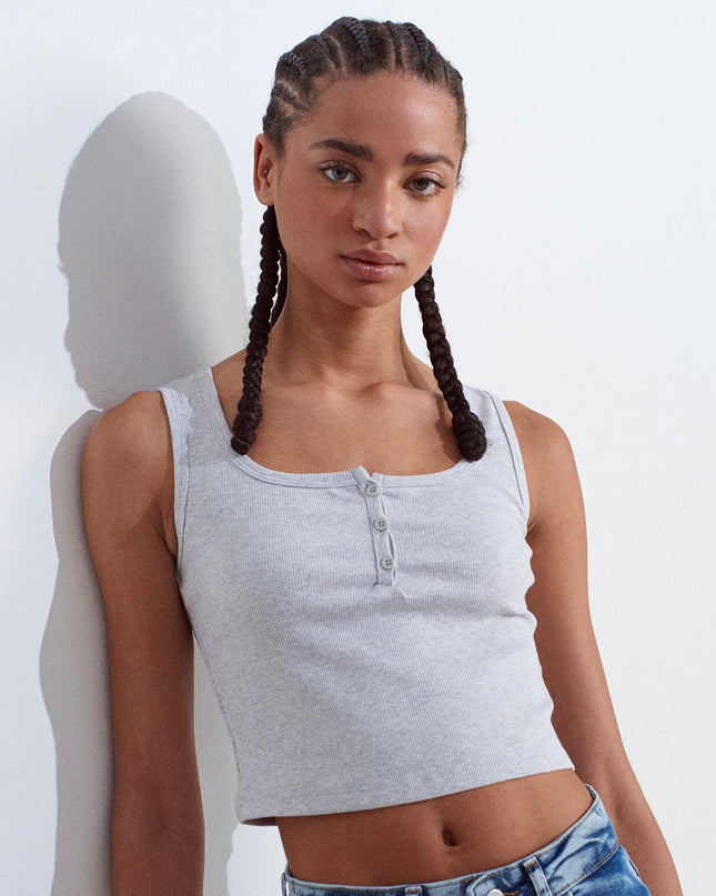 Buttoned Square Collar