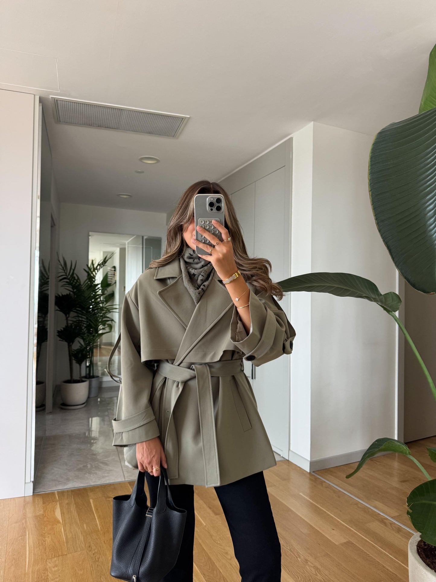 Kısa Trench Coat -Khaki