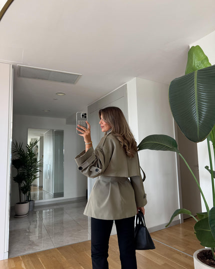Kısa Trench Coat -Khaki