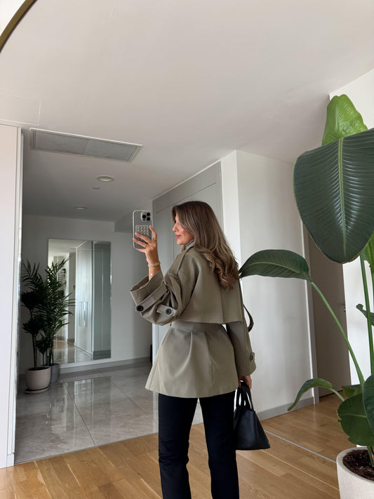 Kısa Trench Coat -Khaki