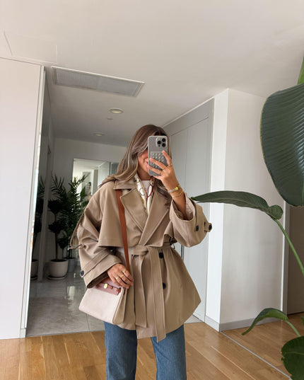Kısa Trench Coat - Beige