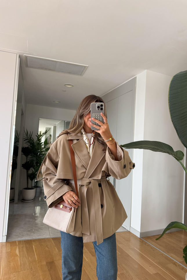 Kısa Trench Coat - Beige