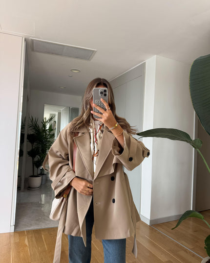 Kısa Trench Coat - Beige