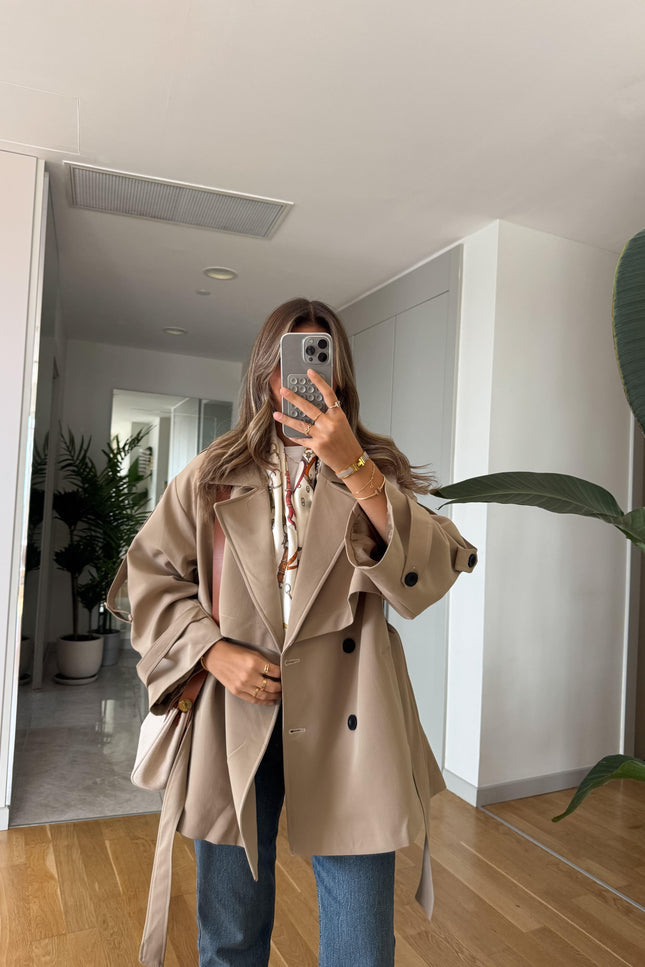 Kısa Trench Coat - Beige
