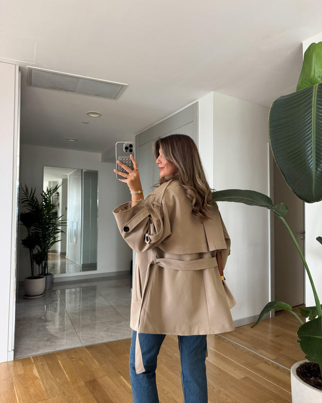 Kısa Trench Coat - Beige