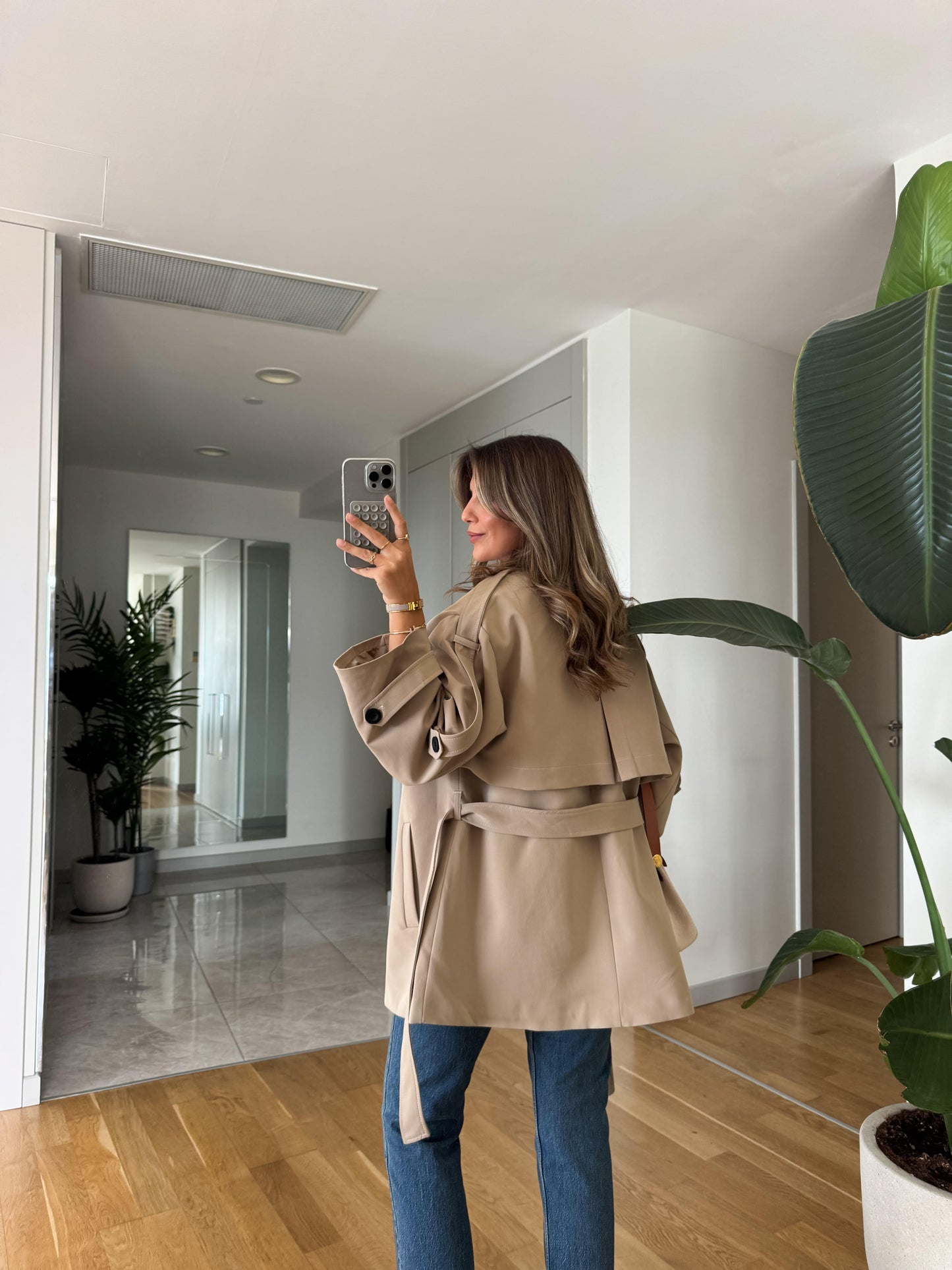 Kısa Trench Coat - Beige