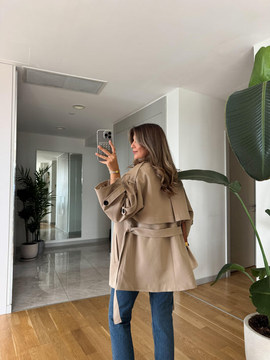 Kısa Trench Coat - Beige