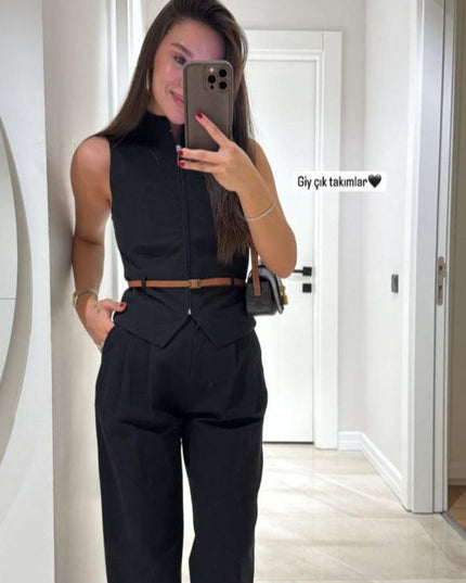 Victoria Set Pants With Vest And Belt
