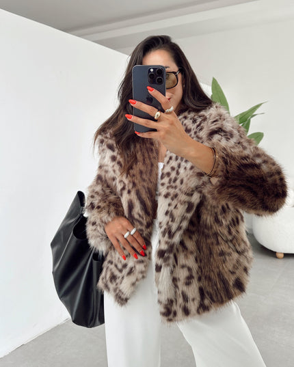 Luxurious Leopard Faux Fur Jacket