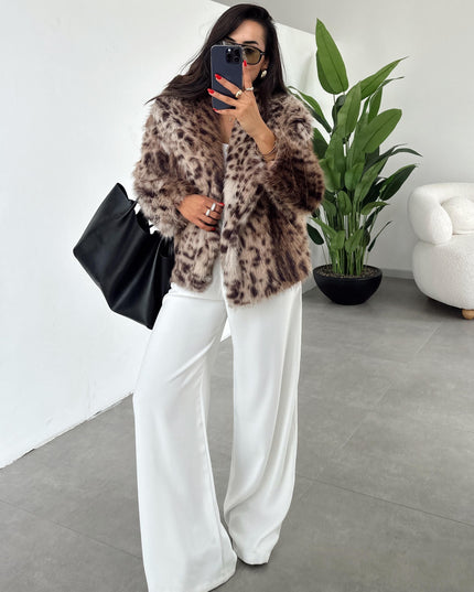 Luxurious Leopard Faux Fur Jacket