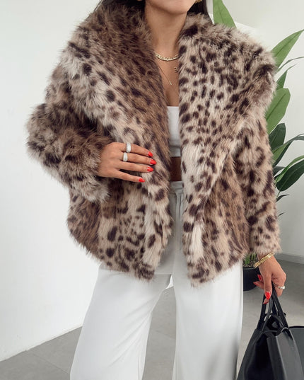 Luxurious Leopard Faux Fur Jacket