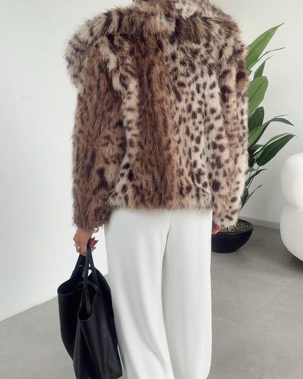 Luxurious Leopard Faux Fur Jacket