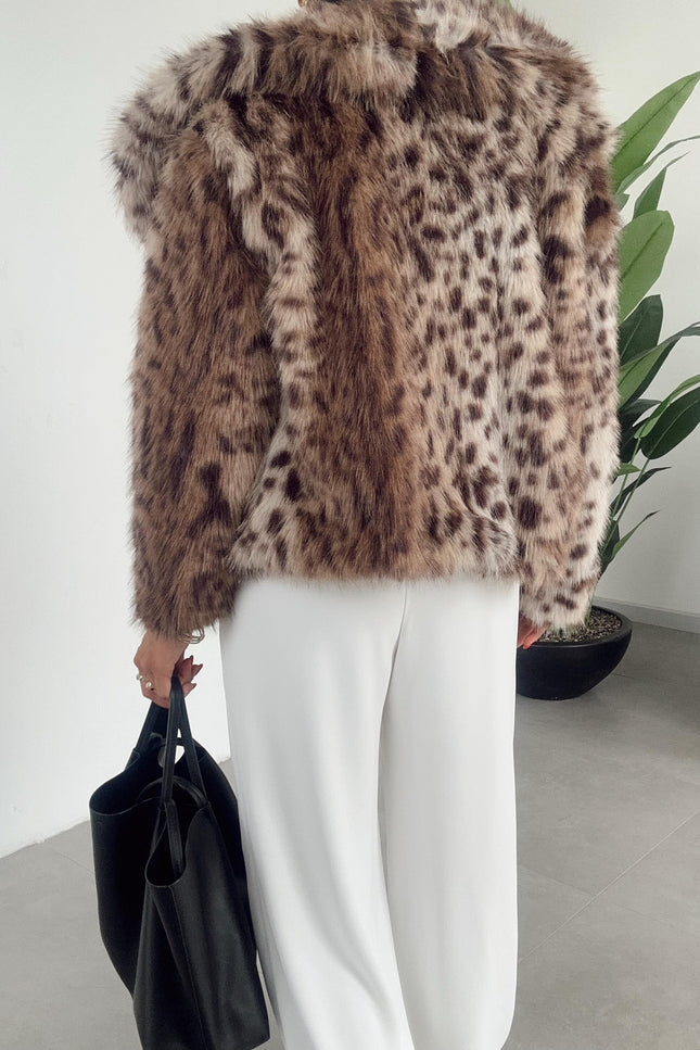 Luxurious Leopard Faux Fur Jacket