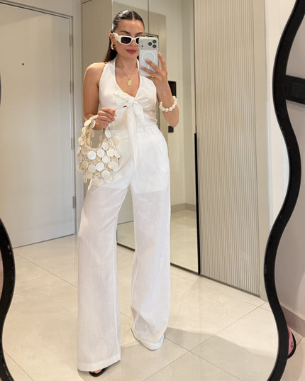 Loveme Tie-Up Linen Crop with pants