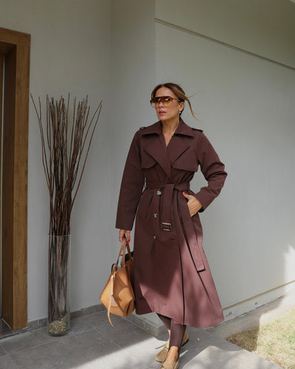 Sima Long Trench-Coat - Brown