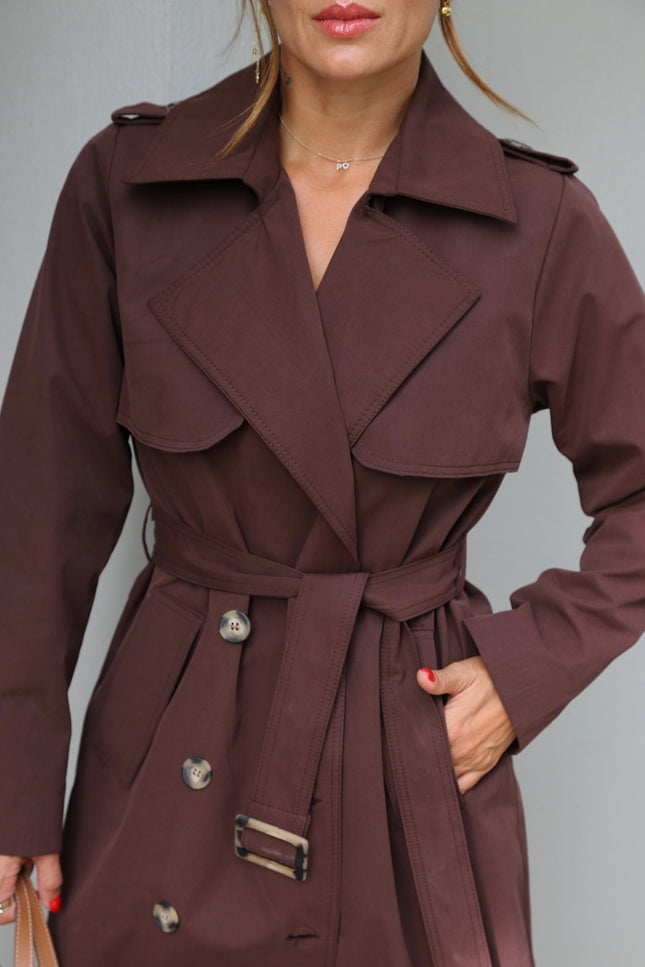 Sima Long Trench-Coat - Brown