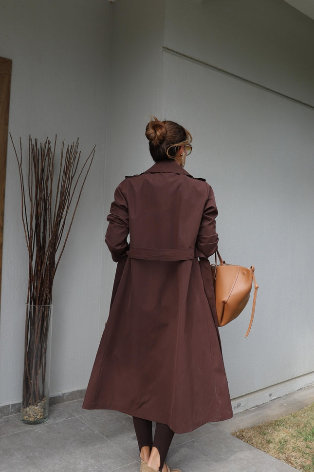 Sima Long Trench-Coat - Brown